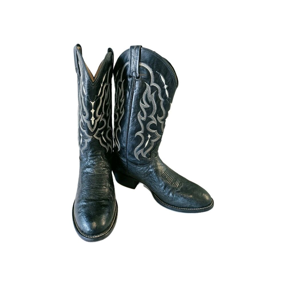 Tony Lama Black Leather Boots Size 11.5